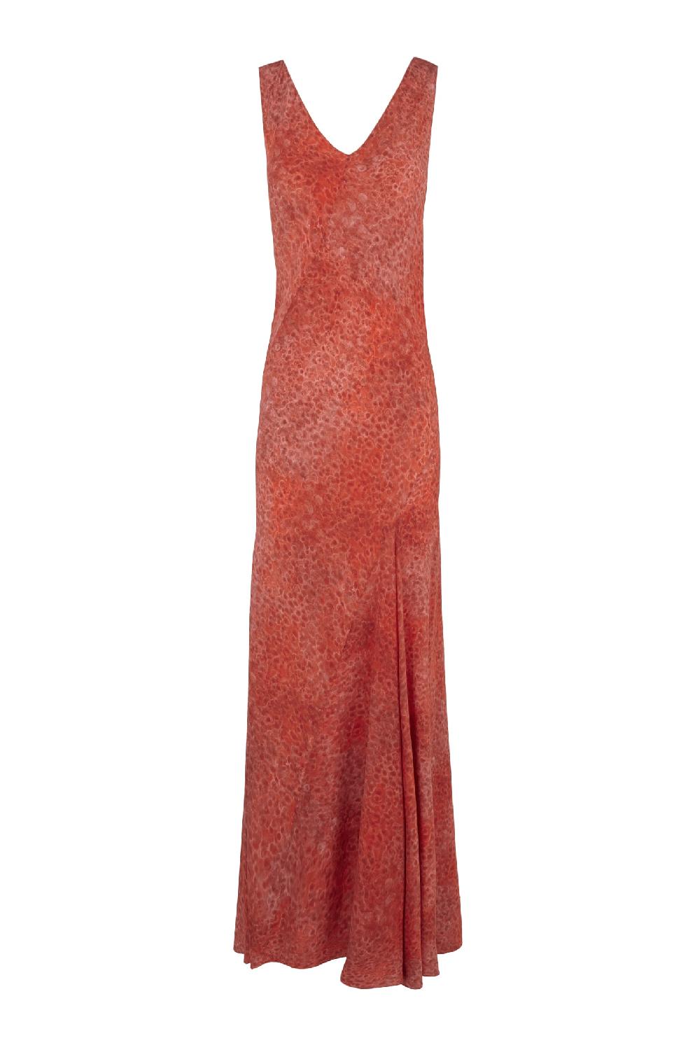 Cortana Lou vestido en seda granada print