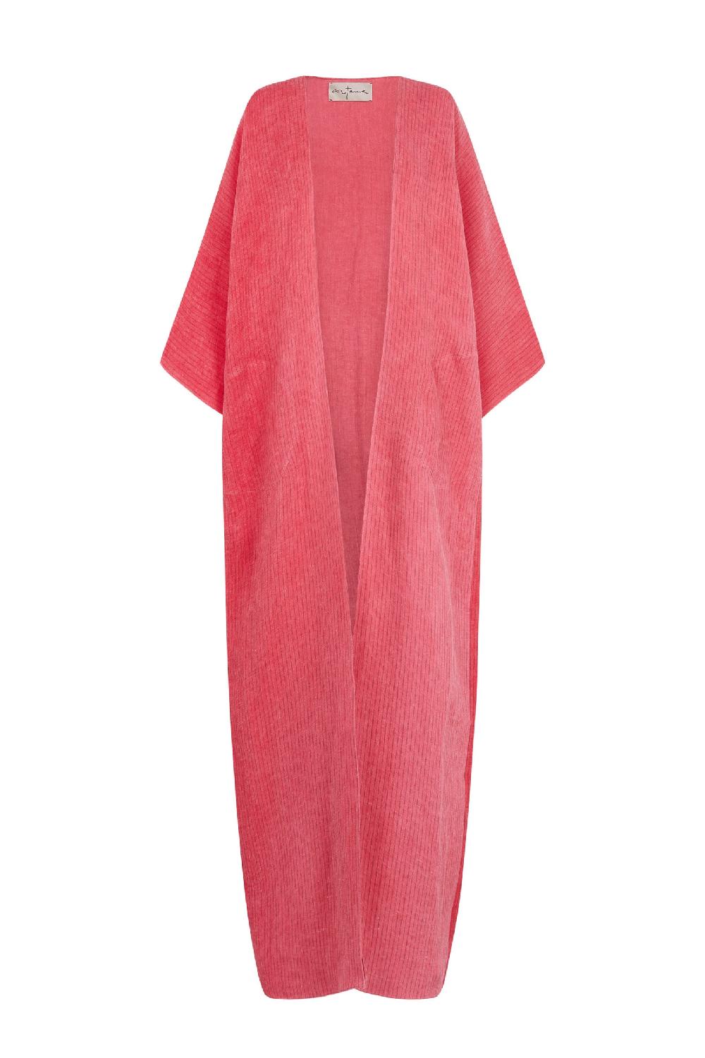 Cortana Lupe abrigo en lino maltinto a rayas rosa