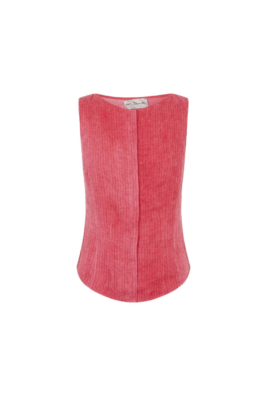 Cortana Lupe chaleco en lino maltinto a rayas rosa