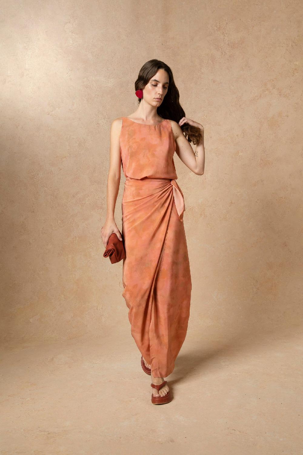 Cortana Malena Vestido En Seda Rose Print