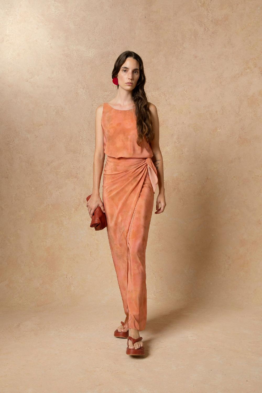 Cortana Malena Vestido En Seda Rose Print