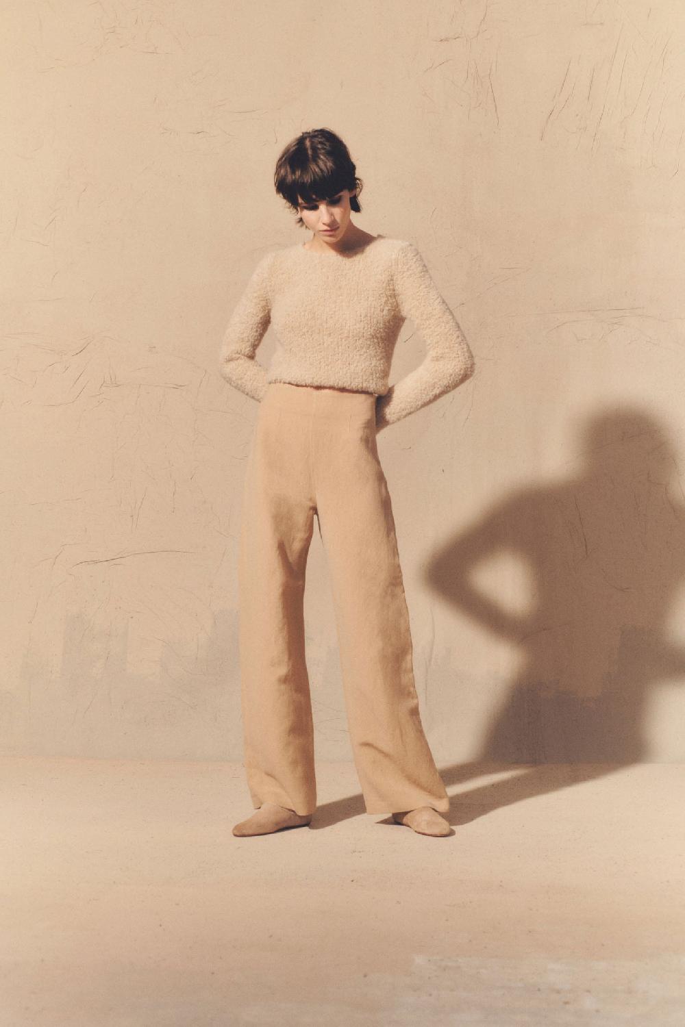 Cortana Margot Pantalón En Lino Y Lana Arena Rosa