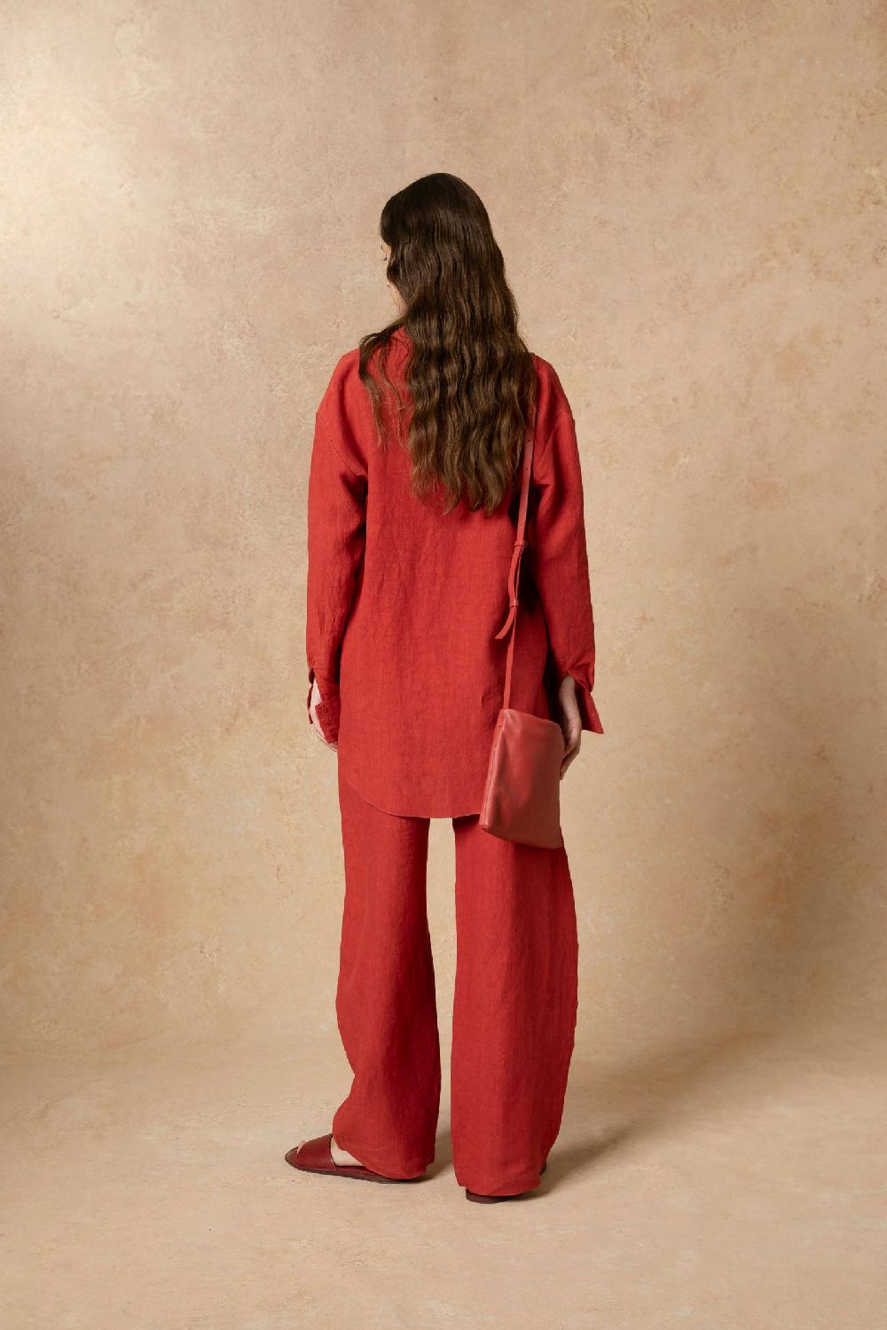 Cortana Marlo Camisa En Lino Rojo