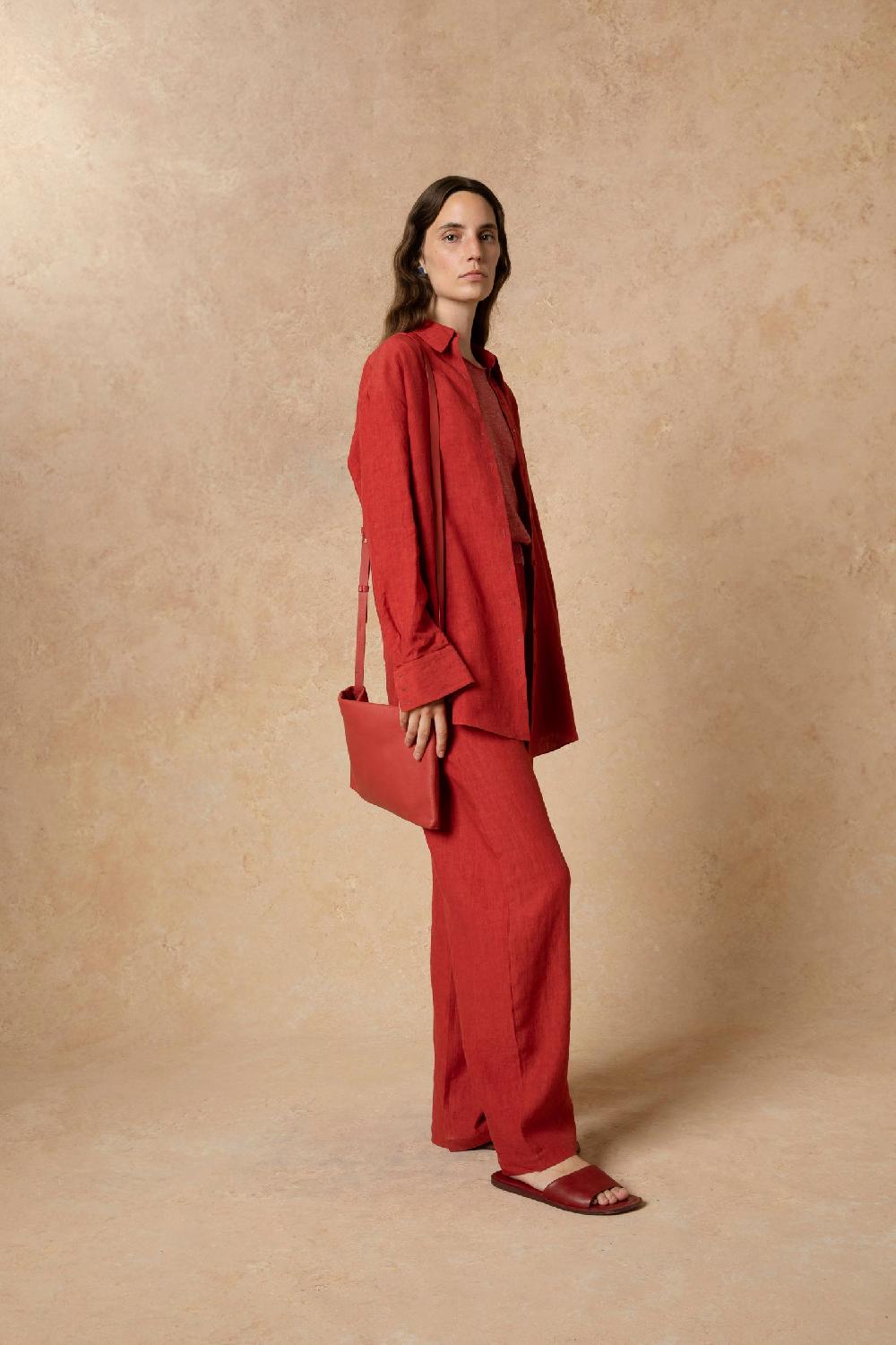 Cortana Marlo Camisa En Lino Rojo