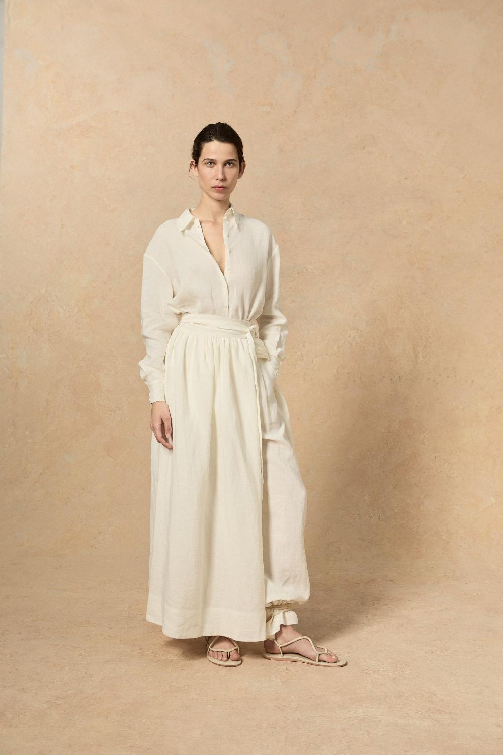 Cortana Marlo Falda Larga En Lino Crudo