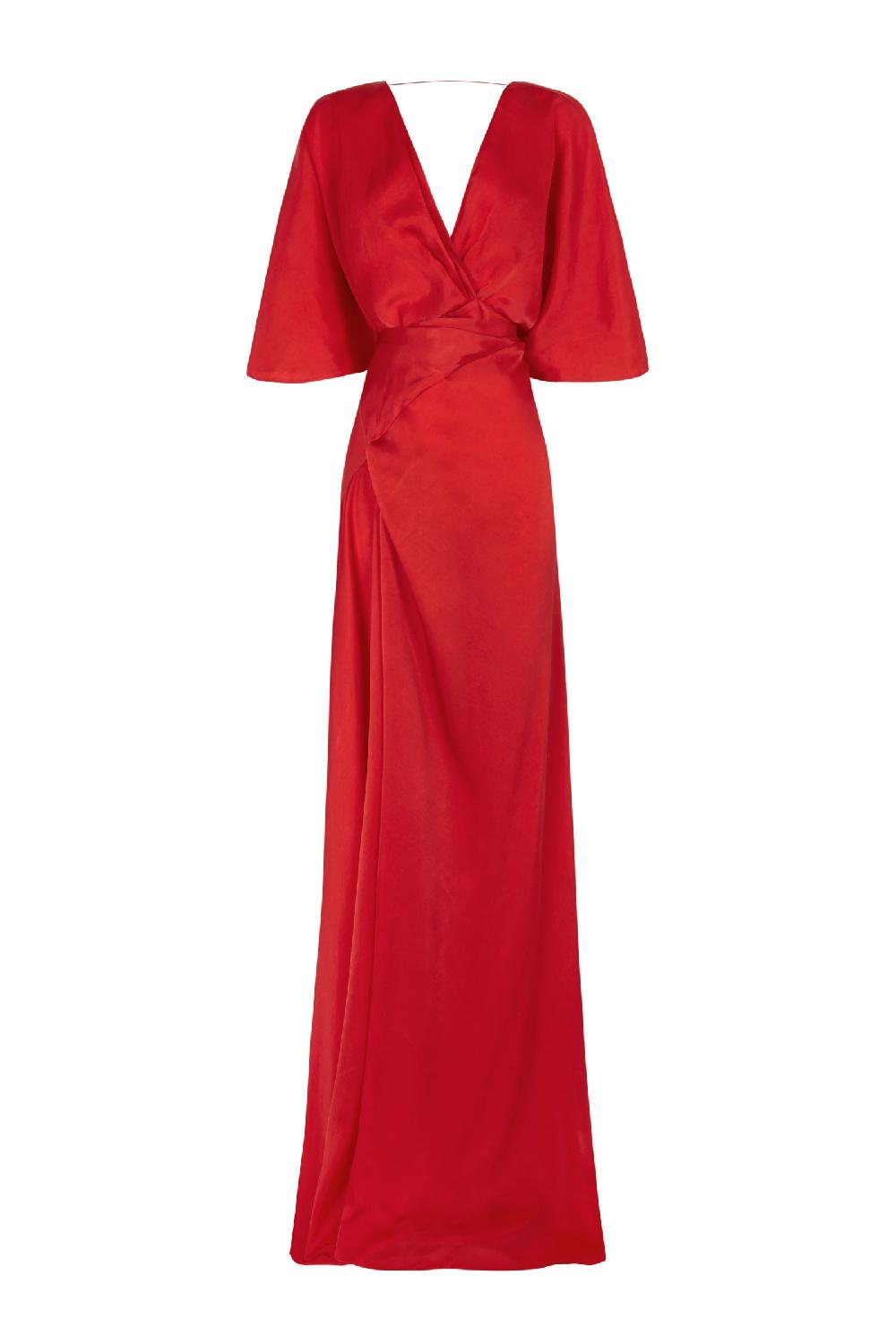 Cortana Martina vestido en cupro rojo