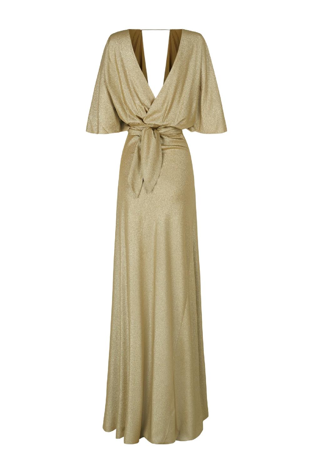 Cortana Martina Vestido En Seda Oro Metalizado