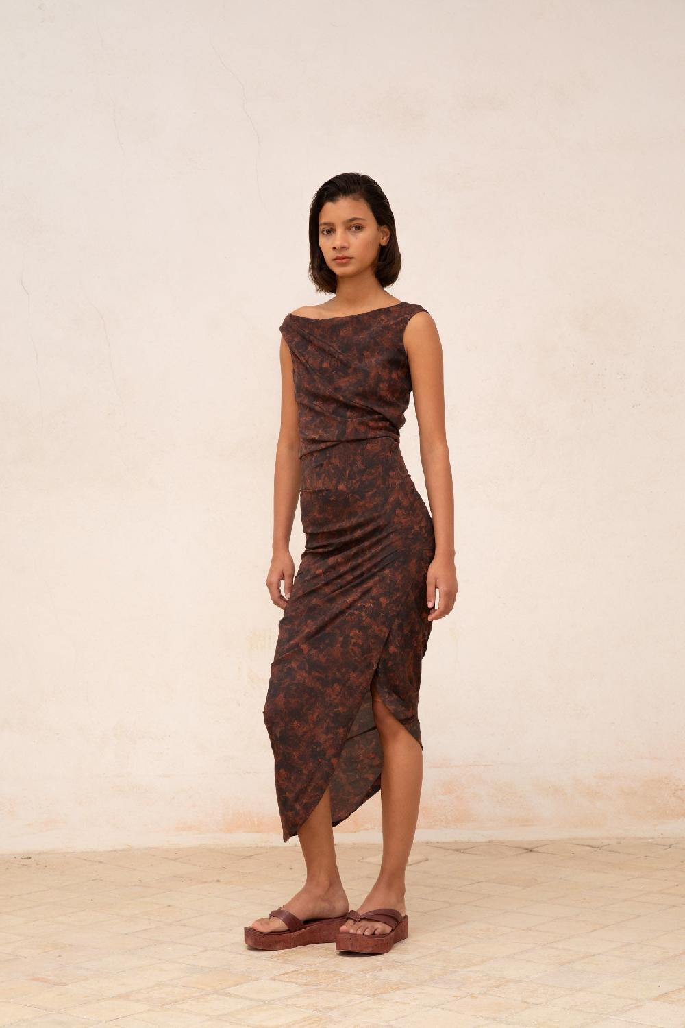 Cortana Mathilda Falda En Seda Stretch Mata Print