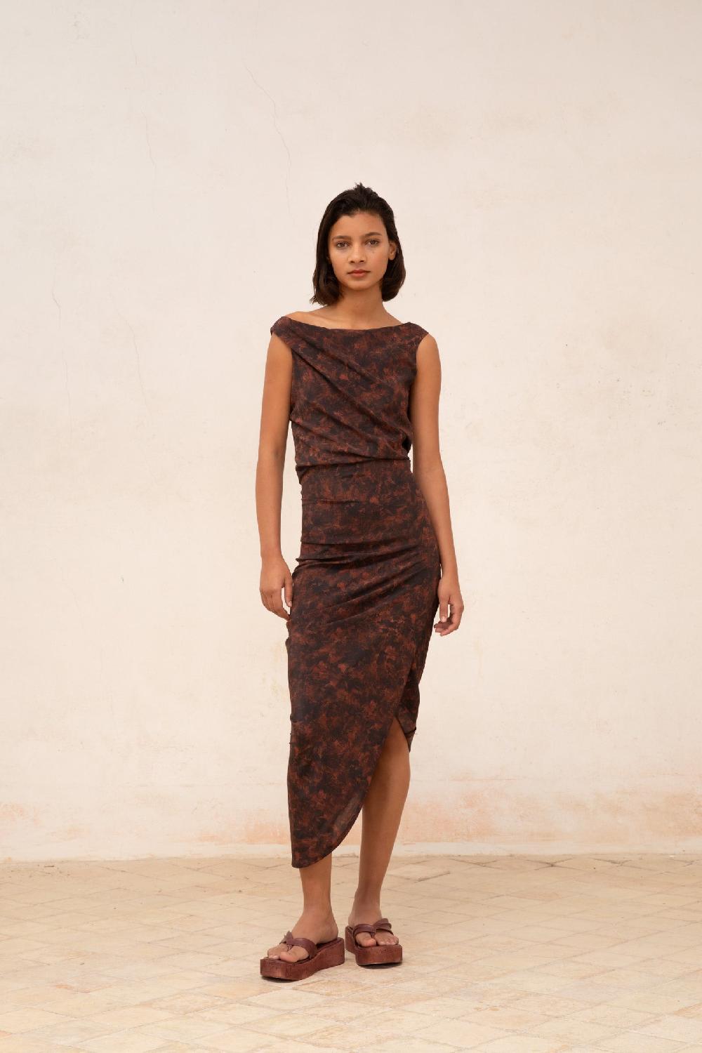 Cortana Mathilda Falda En Seda Stretch Mata Print