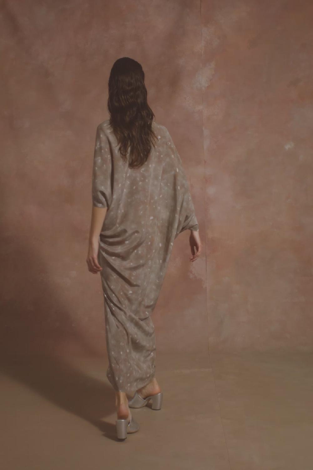 Cortana Mayu Vestido En Seda Organica Ayaz Print