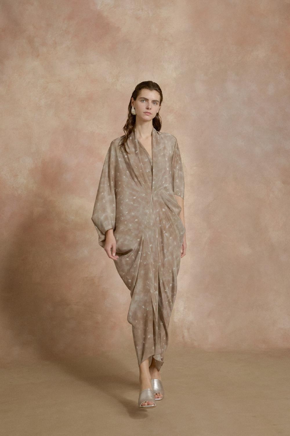 Cortana Mayu Vestido En Seda Organica Ayaz Print