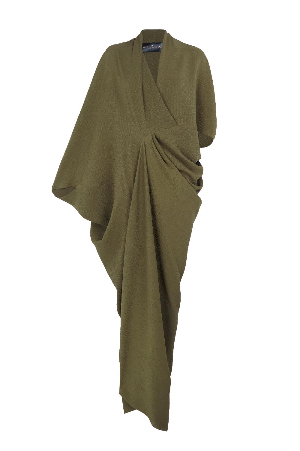 Cortana Mayu vestido en seda verde