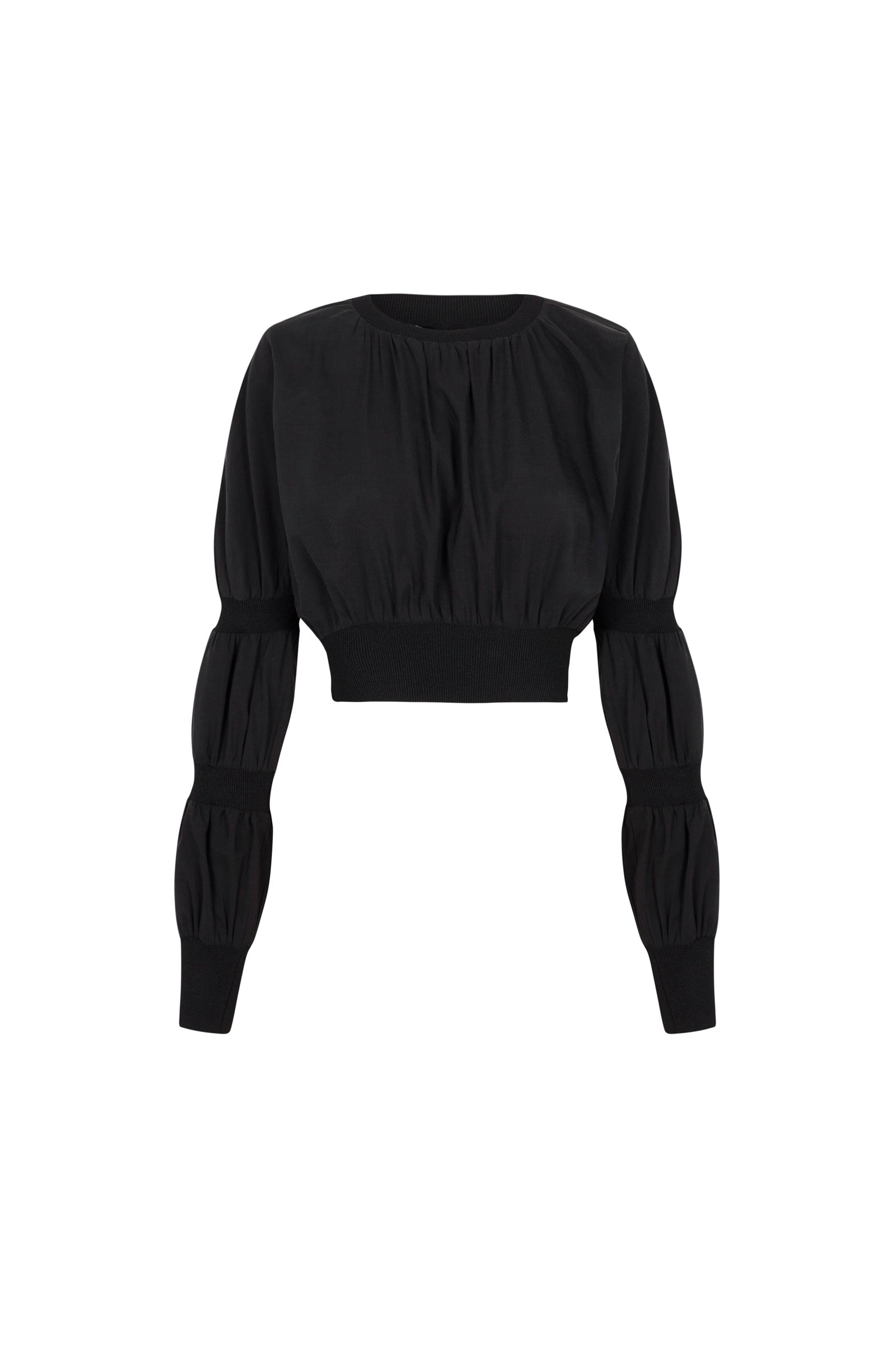 Cortana Morgan crop top en lino y seda gris humo