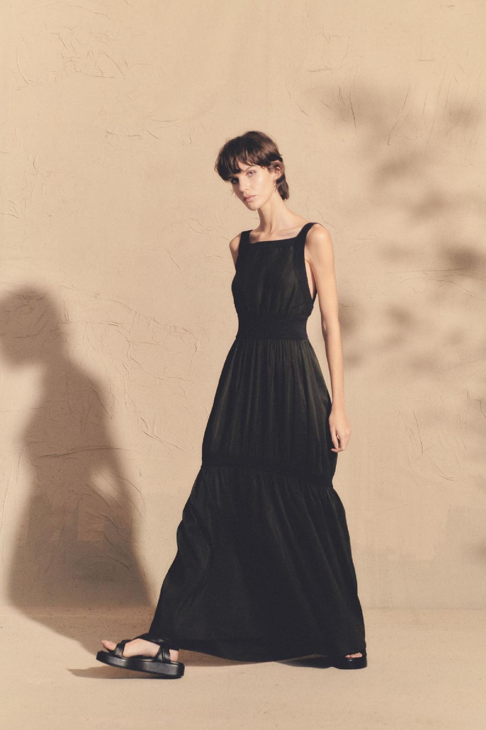 Cortana Morgana Vestido De Tirantes Gris Humo