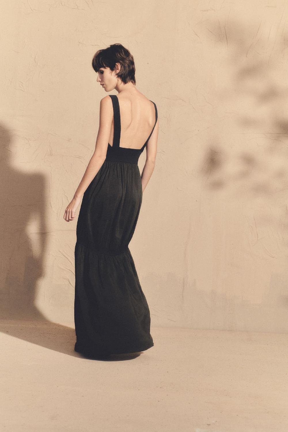 Cortana Morgana Vestido De Tirantes Gris Humo