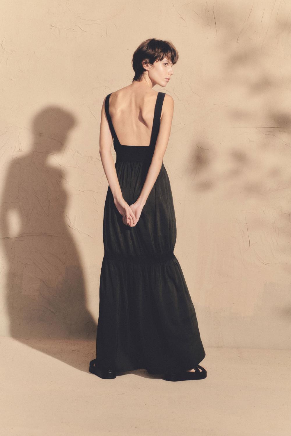 Cortana Morgana Vestido De Tirantes Gris Humo