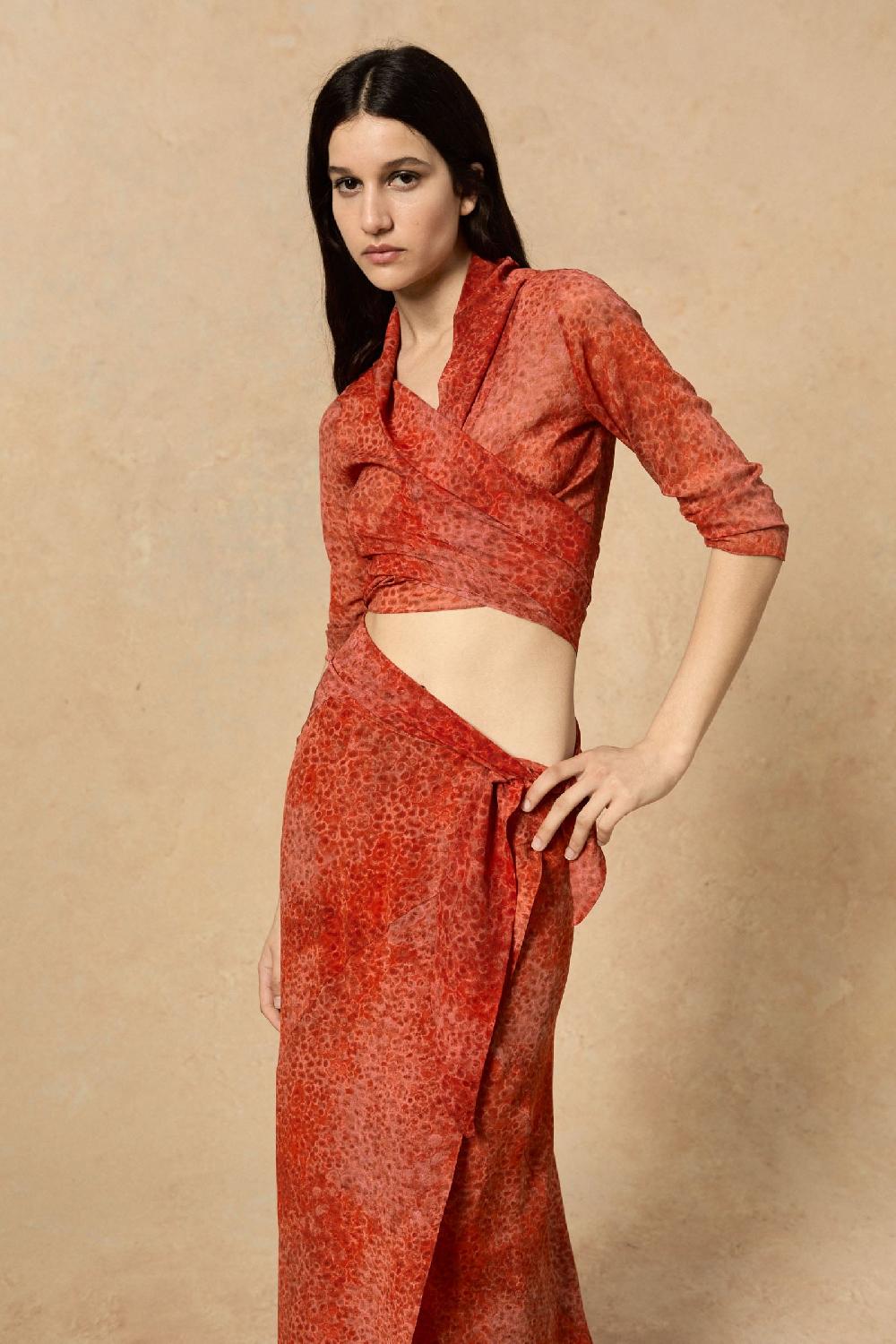 Cortana Nadine Top En Seda Granada Print