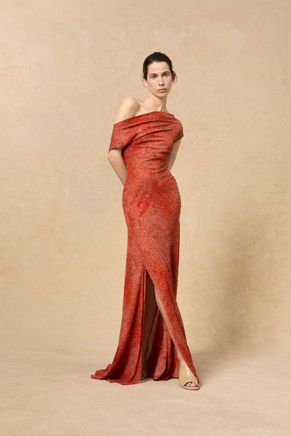 Cortana Nadine Vestido En Seda Granada Print