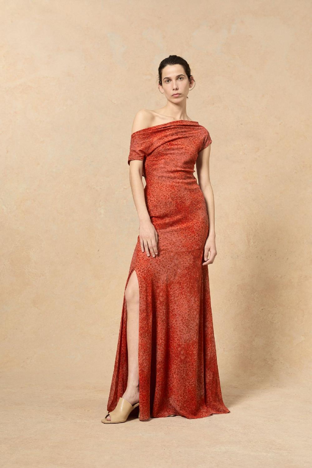 Cortana Nadine Vestido En Seda Granada Print