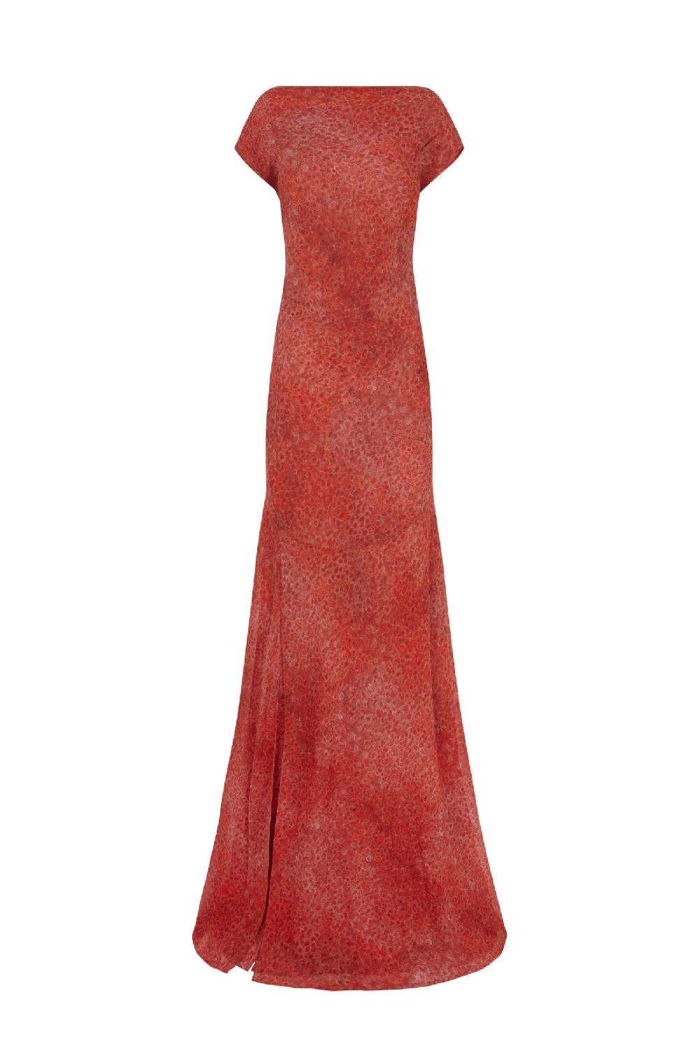 Cortana Nadine vestido en seda granada print