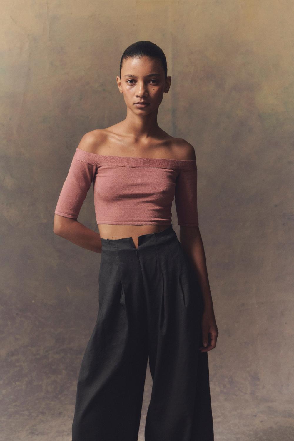 Cortana Naim Crop Top De Punto Arándano