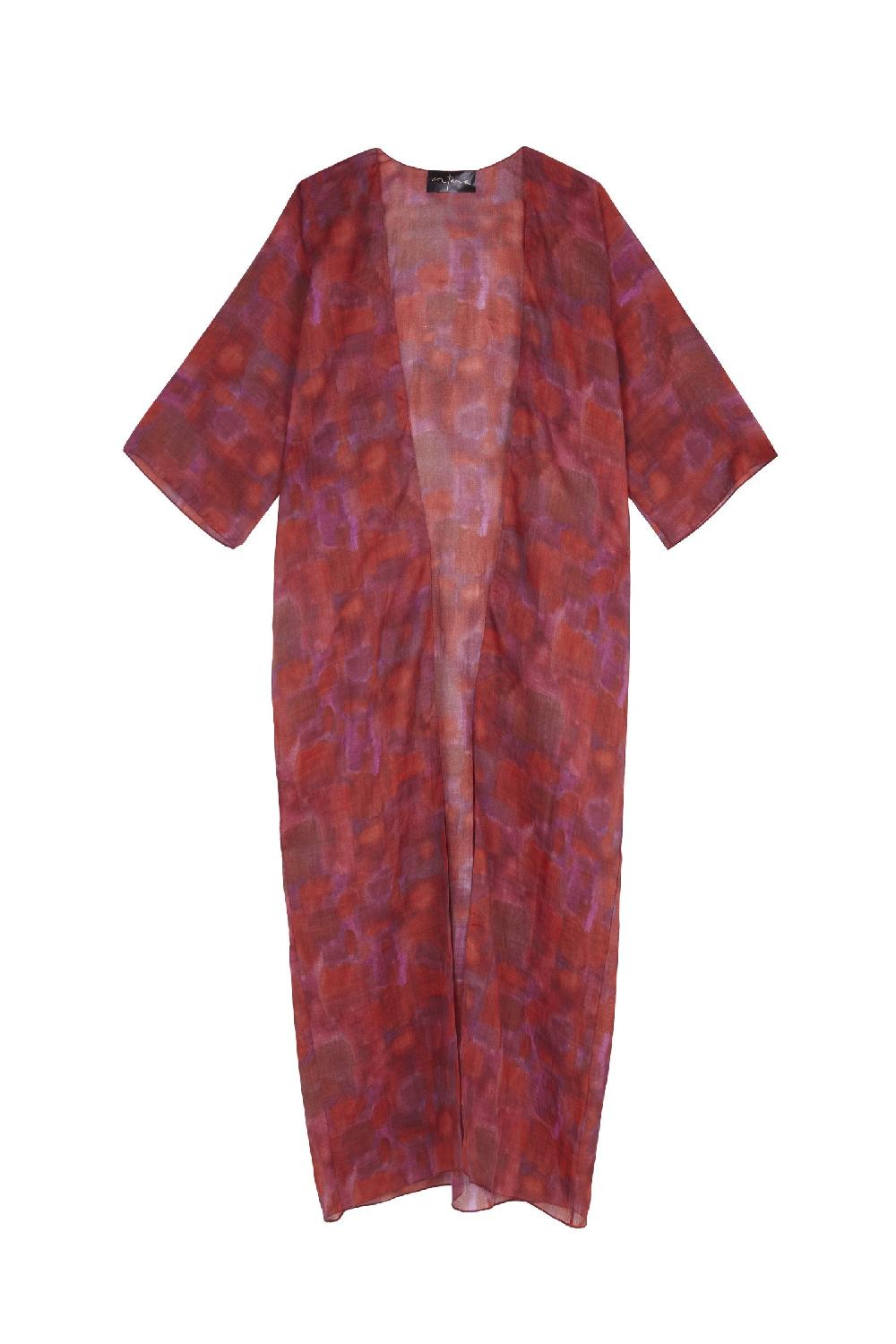 Cortana Nina chaqueta larga en ramio indira print