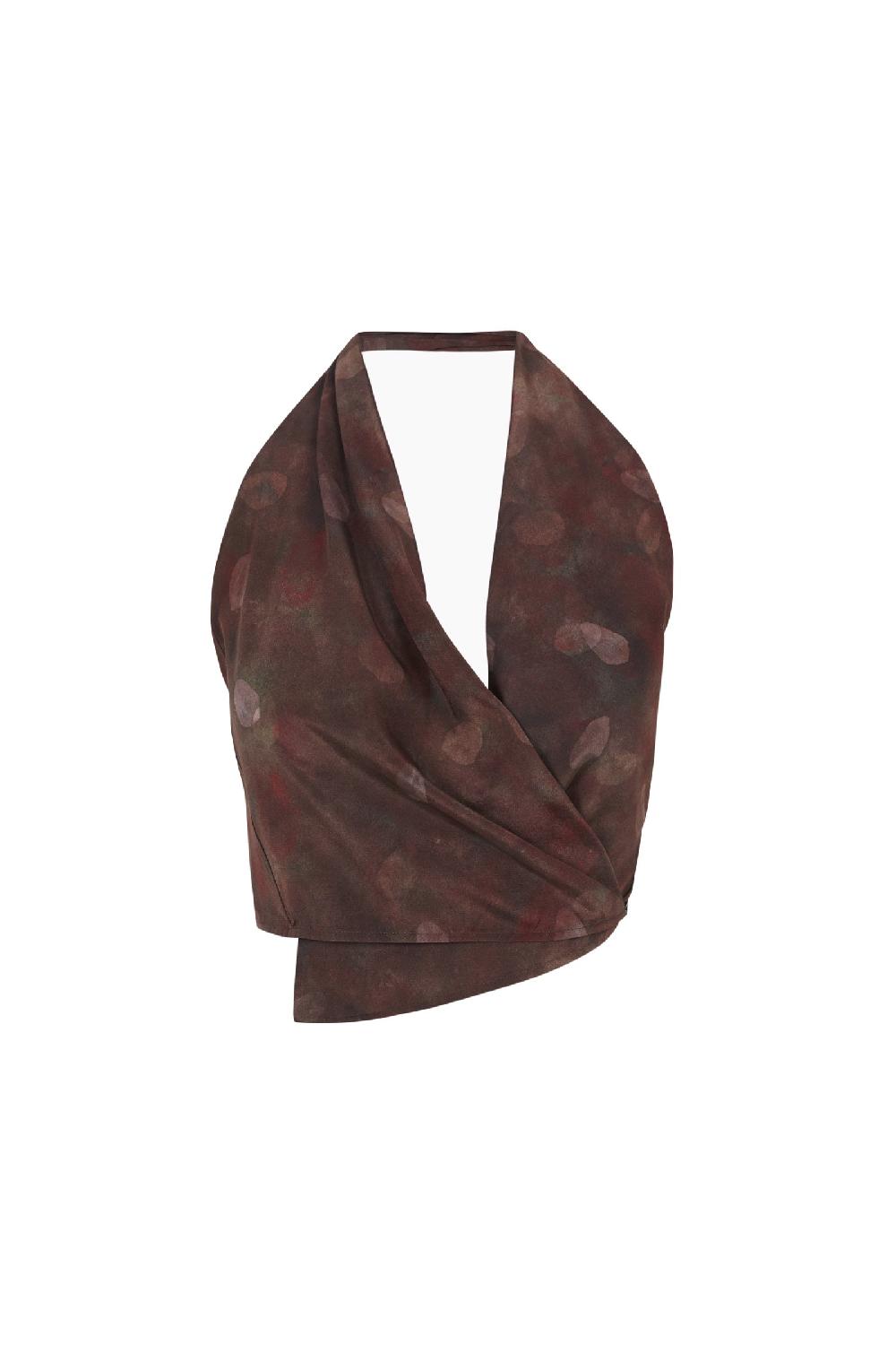 Cortana Nolita top halter en seda aran print