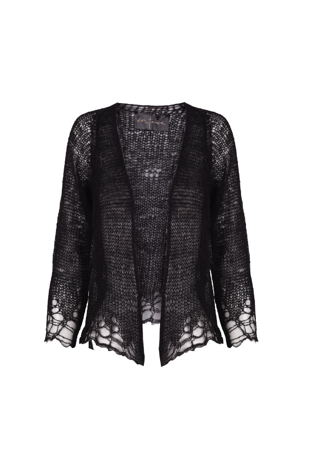 Cortana Onye chaqueta corta de punto abierto negro