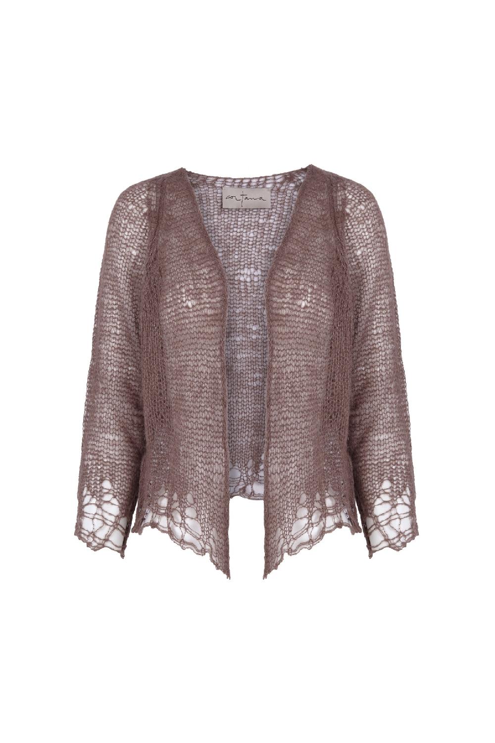 Cortana Onye chaqueta corta de punto abierto topo