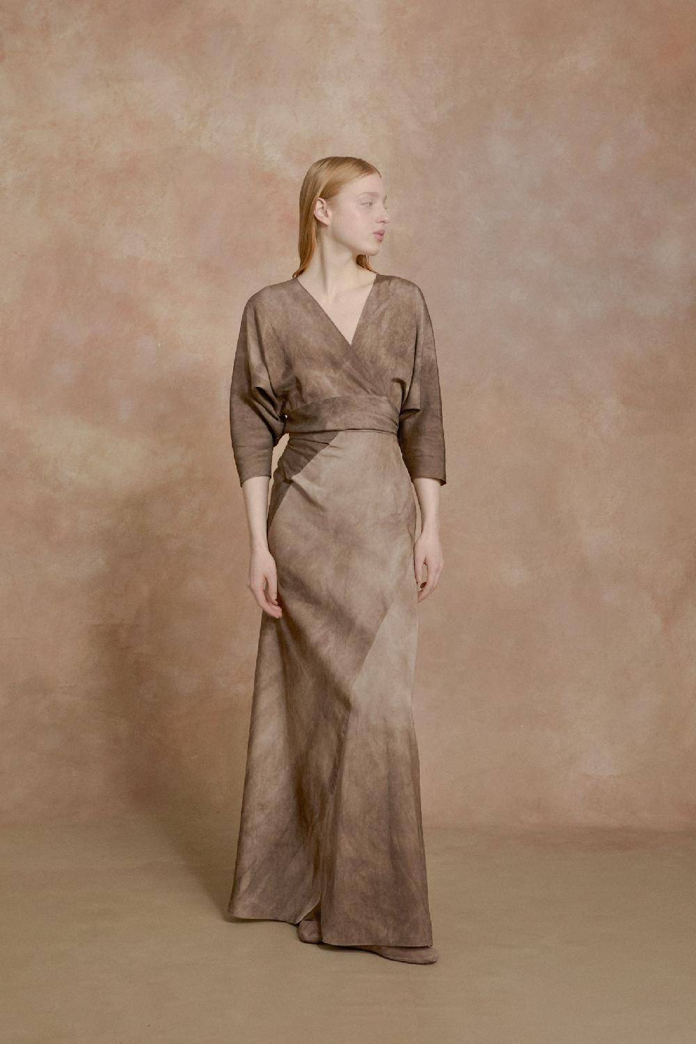 Cortana Opalo Vestido Envolvente Cacao Maltinto