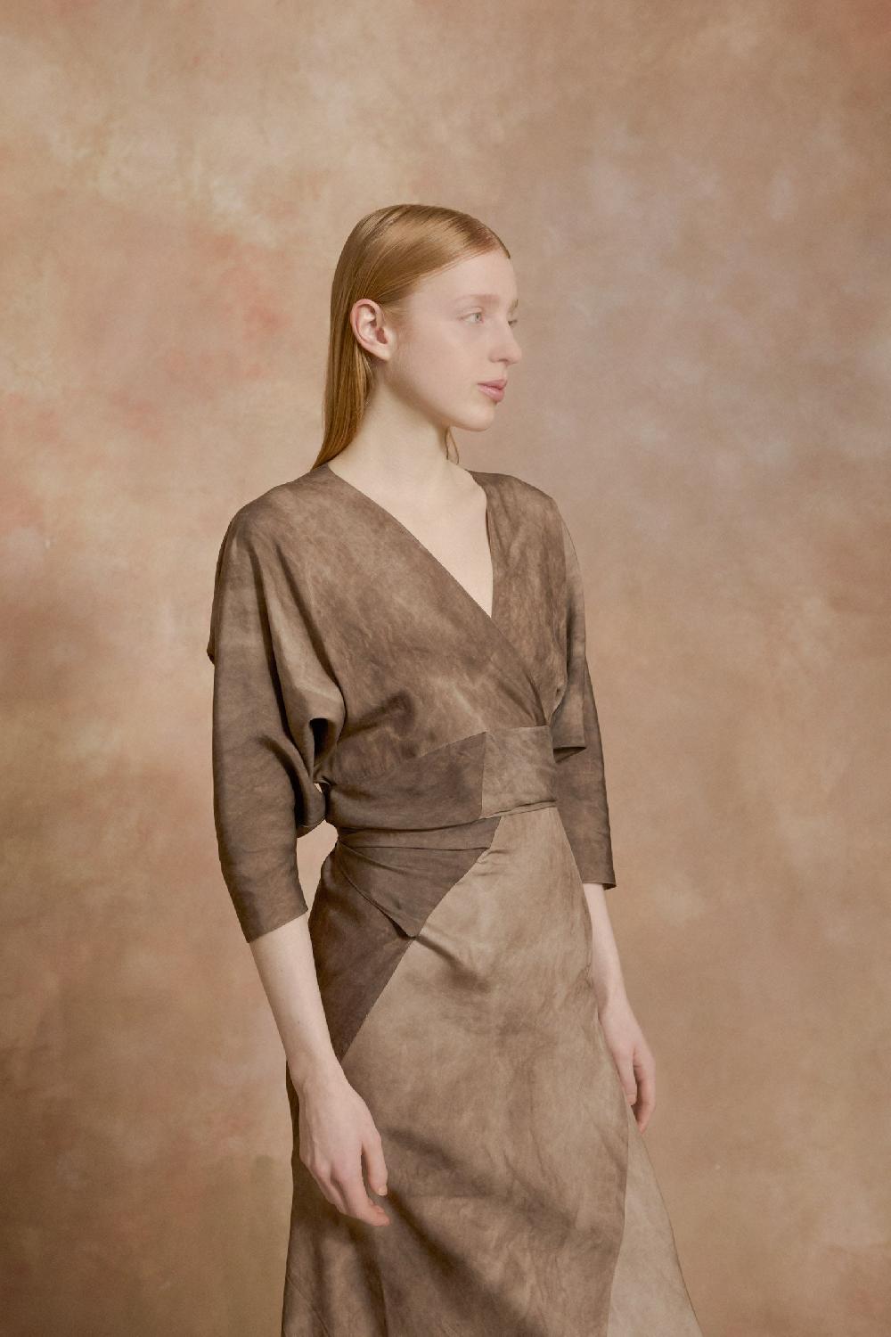 Cortana Opalo Vestido Envolvente Cacao Maltinto