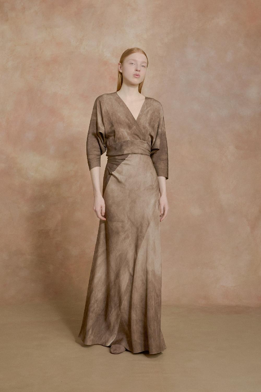 Cortana Opalo Vestido Envolvente Cacao Maltinto