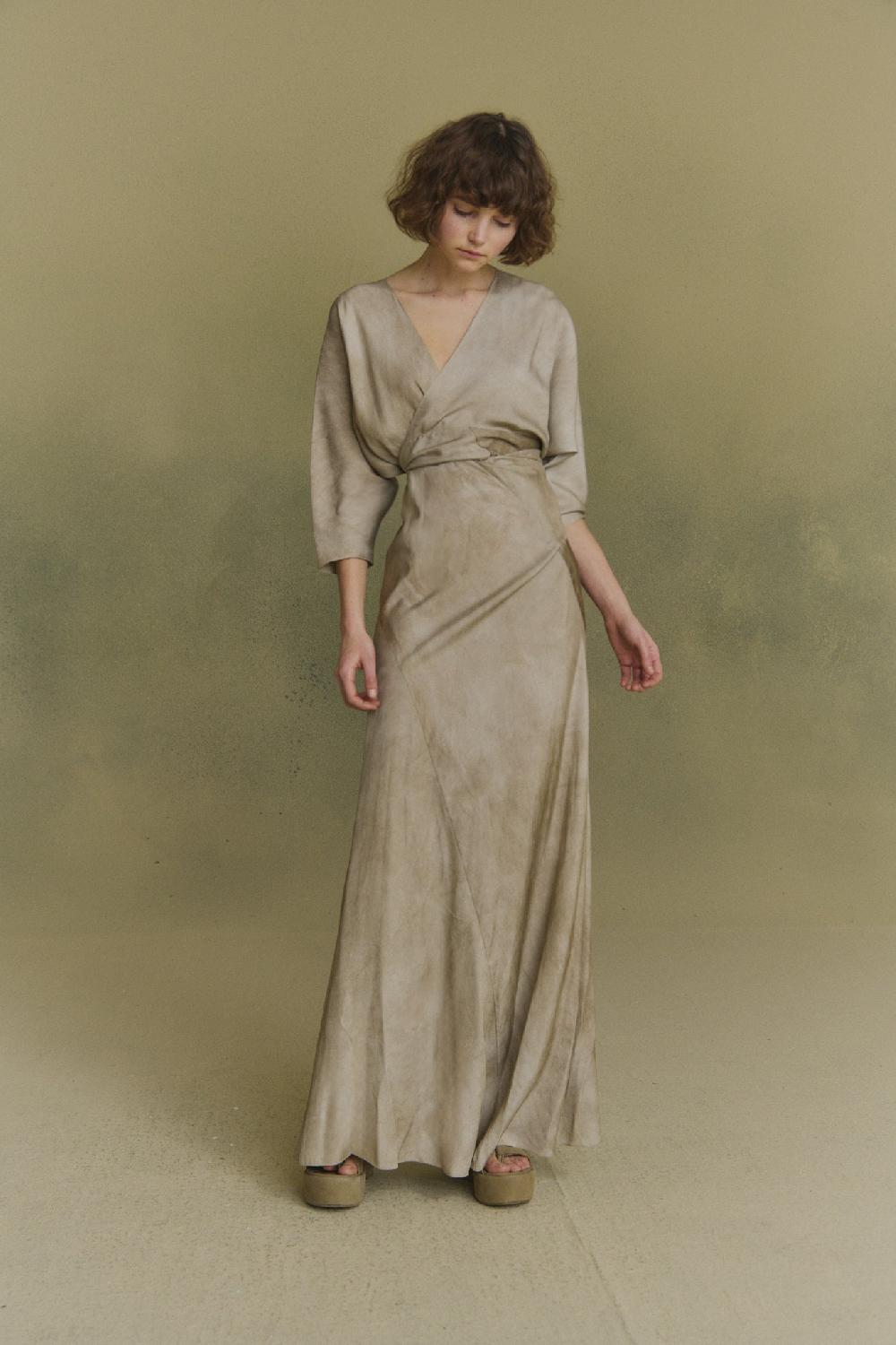 Cortana Opalo Vestido Envolvente Nacar Maltinto