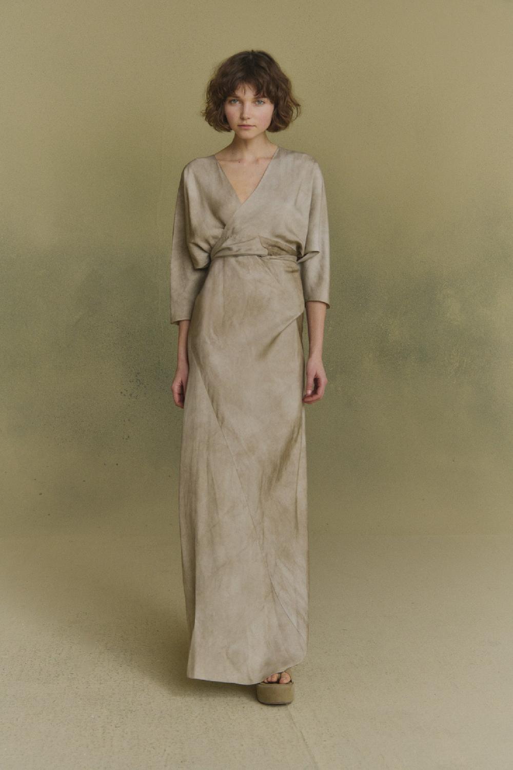 Cortana Opalo Vestido Envolvente Nacar Maltinto