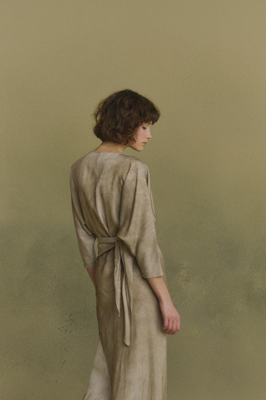 Cortana Opalo Vestido Envolvente Nacar Maltinto