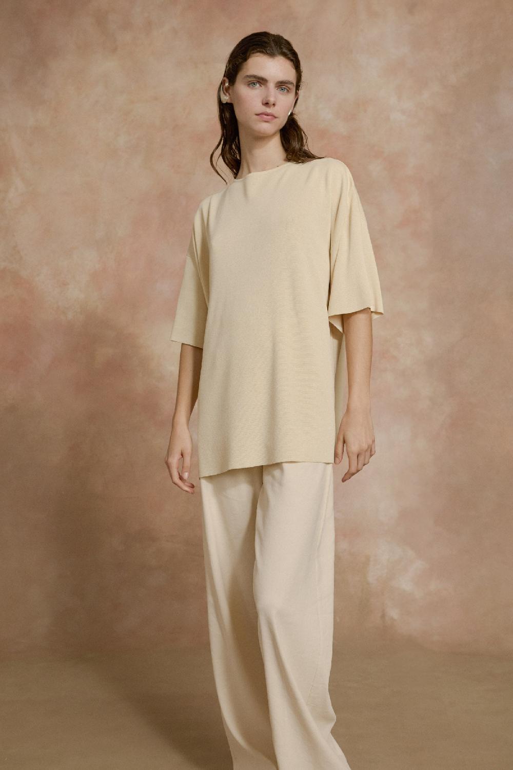 Cortana Organica Pantalon De Talle Alto Marfil