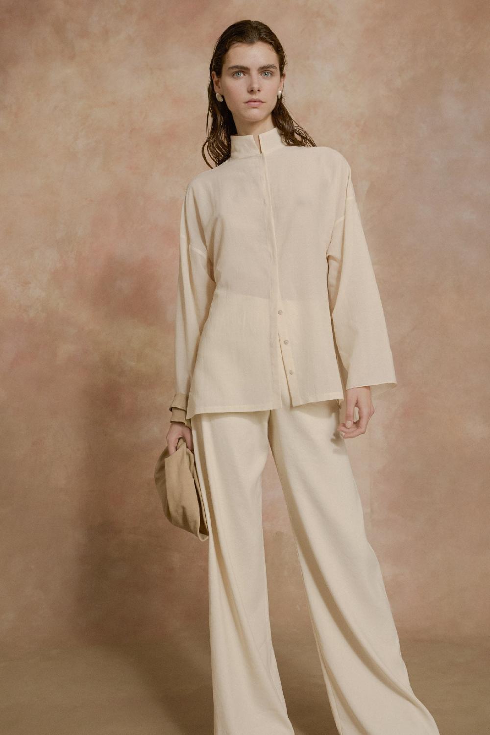 Cortana Organica Pantalon De Talle Alto Marfil