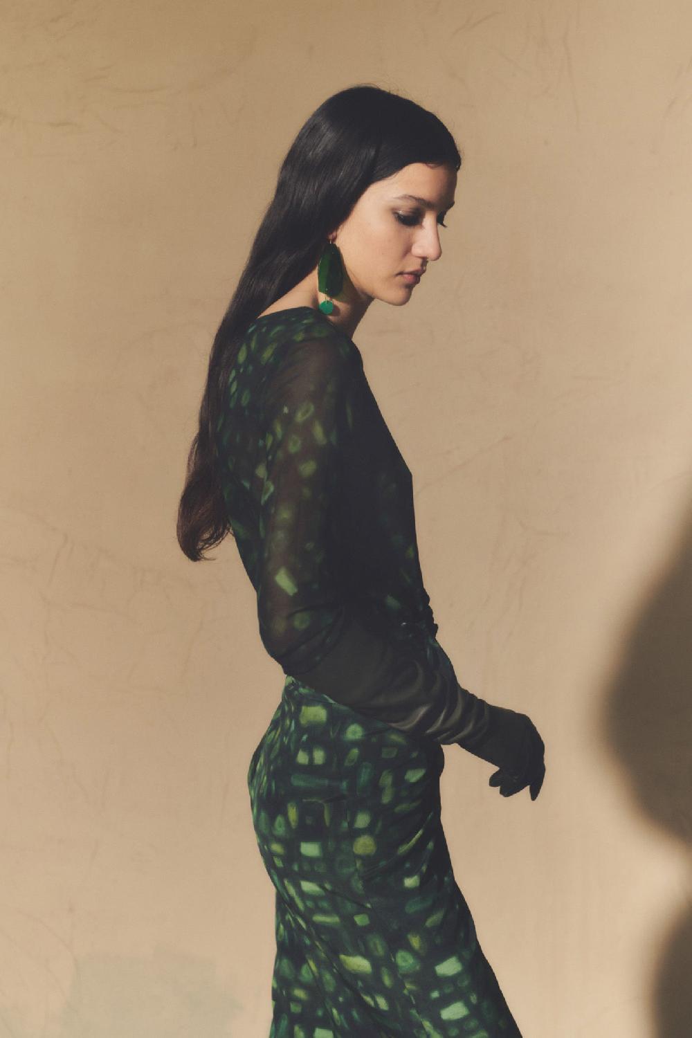 Cortana Paris Top En Seda Sonora Print