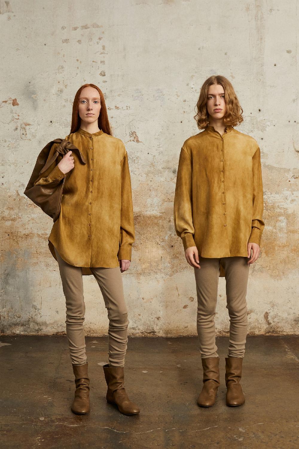 Cortana Park Camisa En Seda Bronce Maltinto