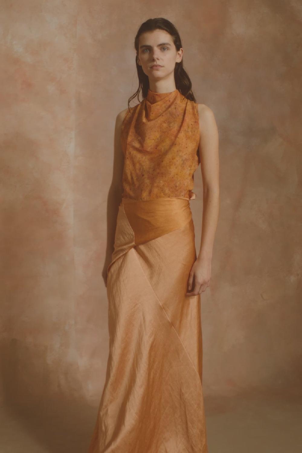 Cortana Paz Falda Larga Mandarina