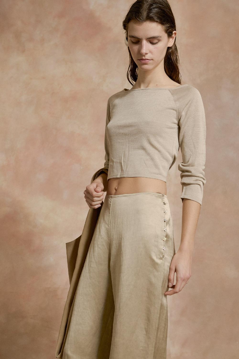 Cortana Paz Pantalon De Campana Nacar