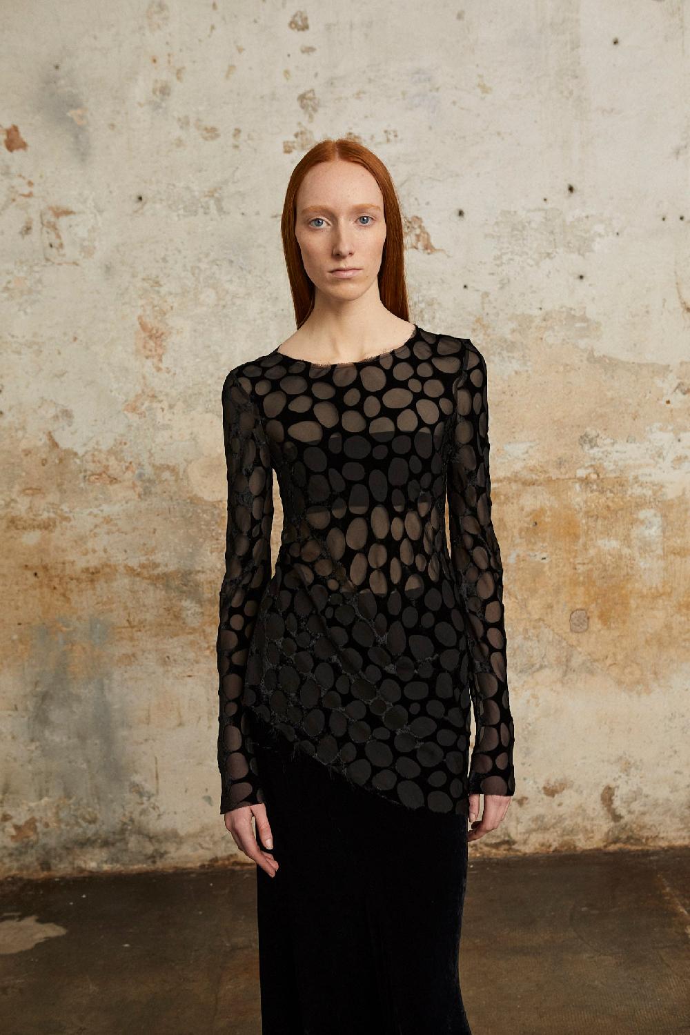 Cortana Pebbles Top En Terciopelo Devore