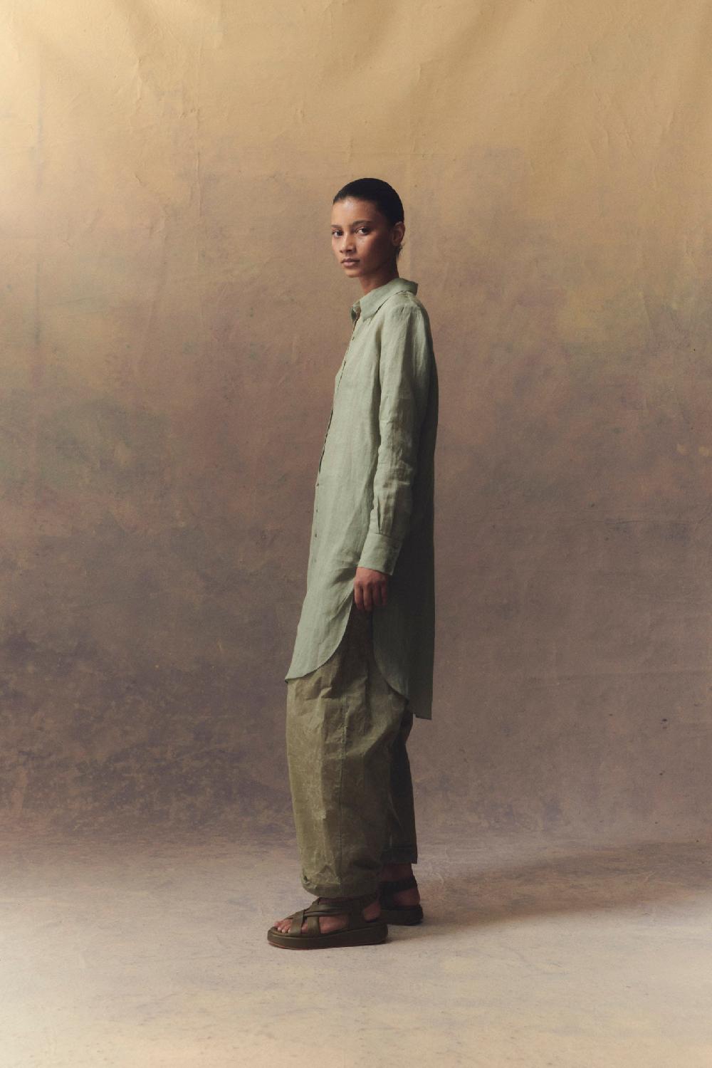 Cortana Rami Camisa Larga En Ramio Azul Claro