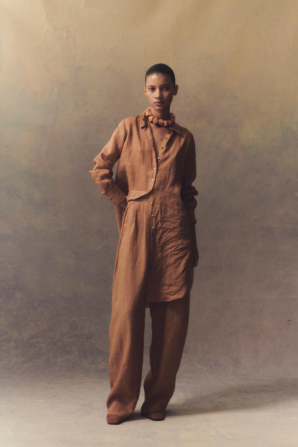 Cortana Rami Camisa Larga En Ramio Terracota