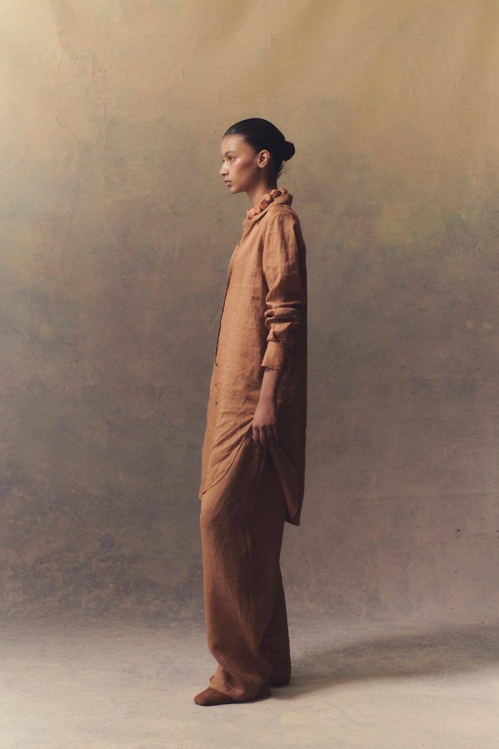 Cortana Rami Camisa Larga En Ramio Terracota