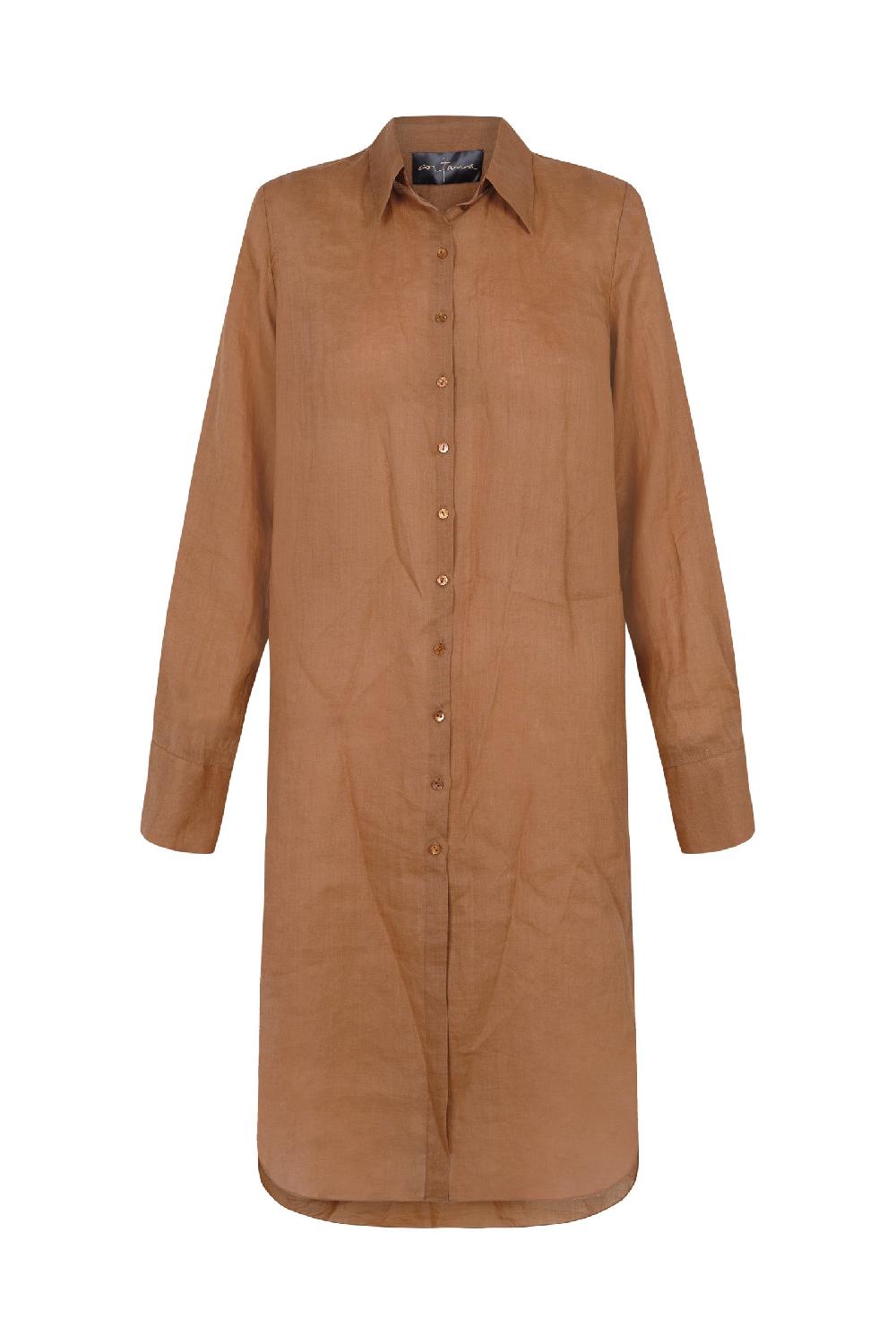 Cortana Rami camisa larga en ramio terracota