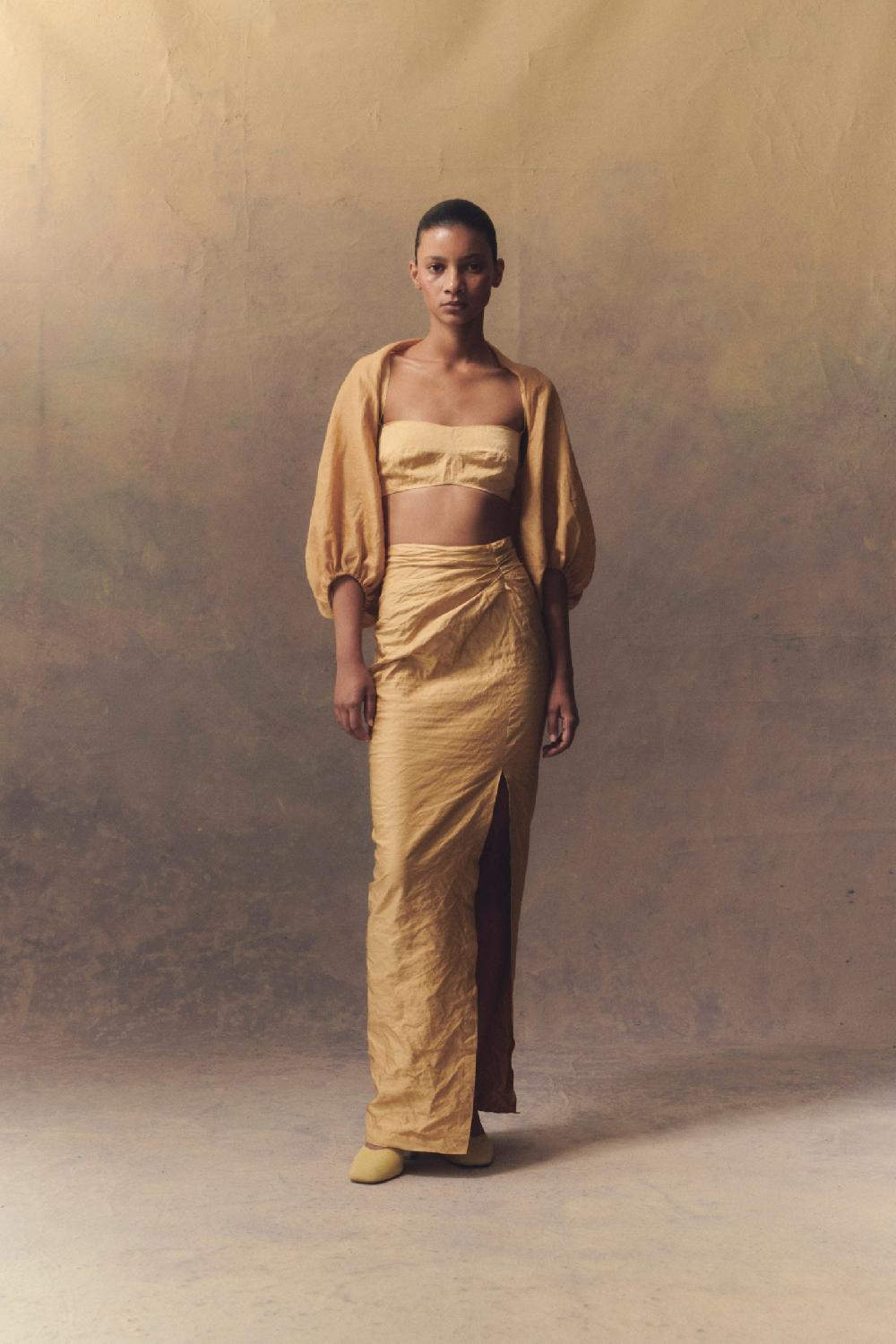 Cortana Rami Chaqueta Corta En Ramio Melocotón