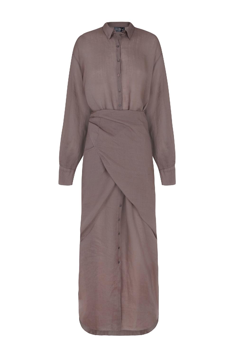 Cortana Rami vestido midi en ramio lavanda