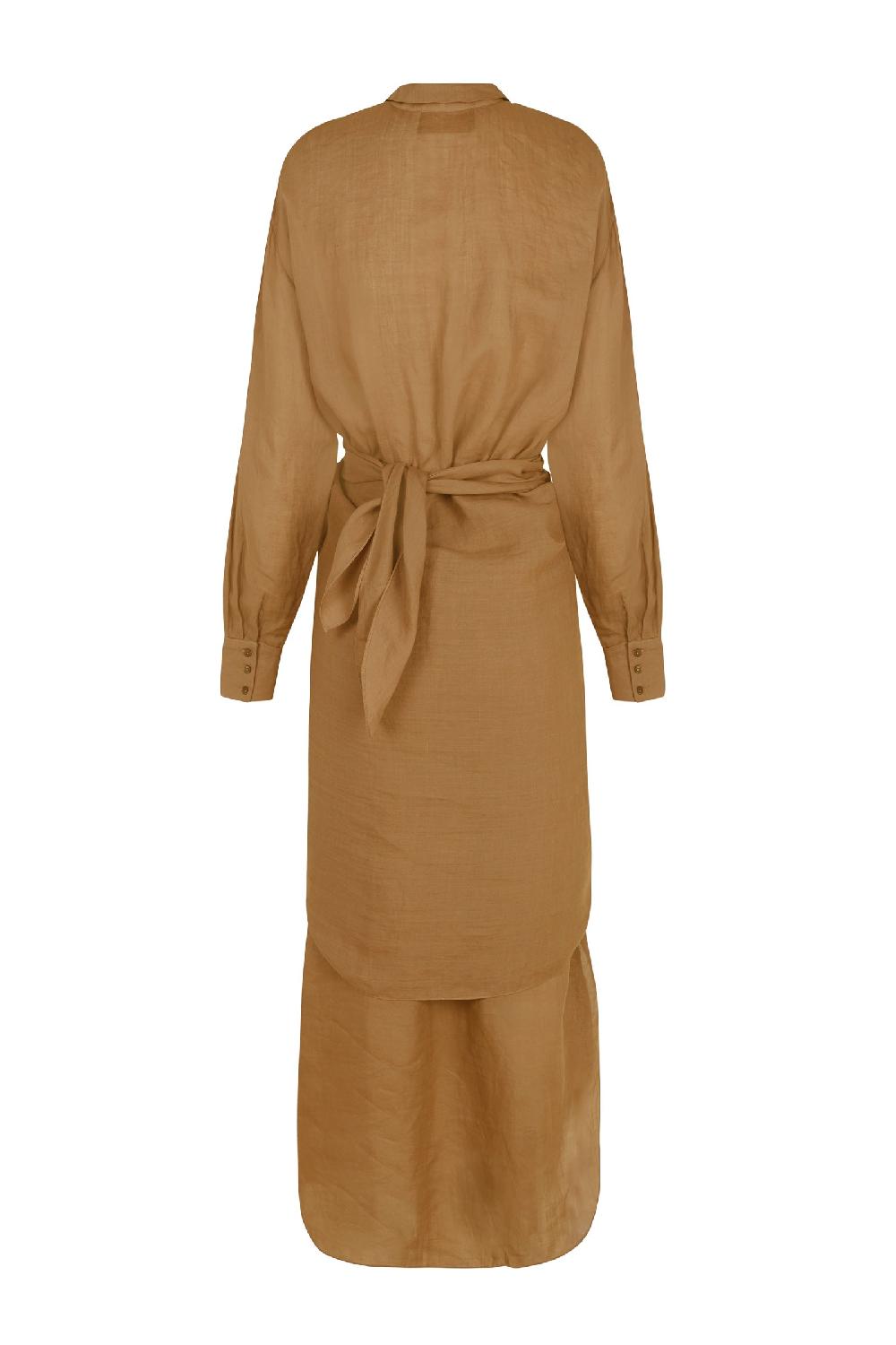 Cortana Rami Vestido Midi En Ramio Melocotón