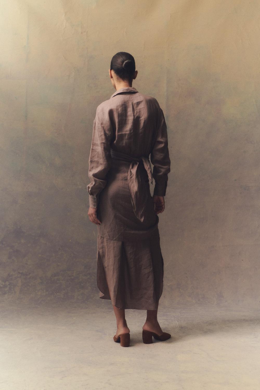 Cortana Rami Vestido Midi En Ramio Melocotón